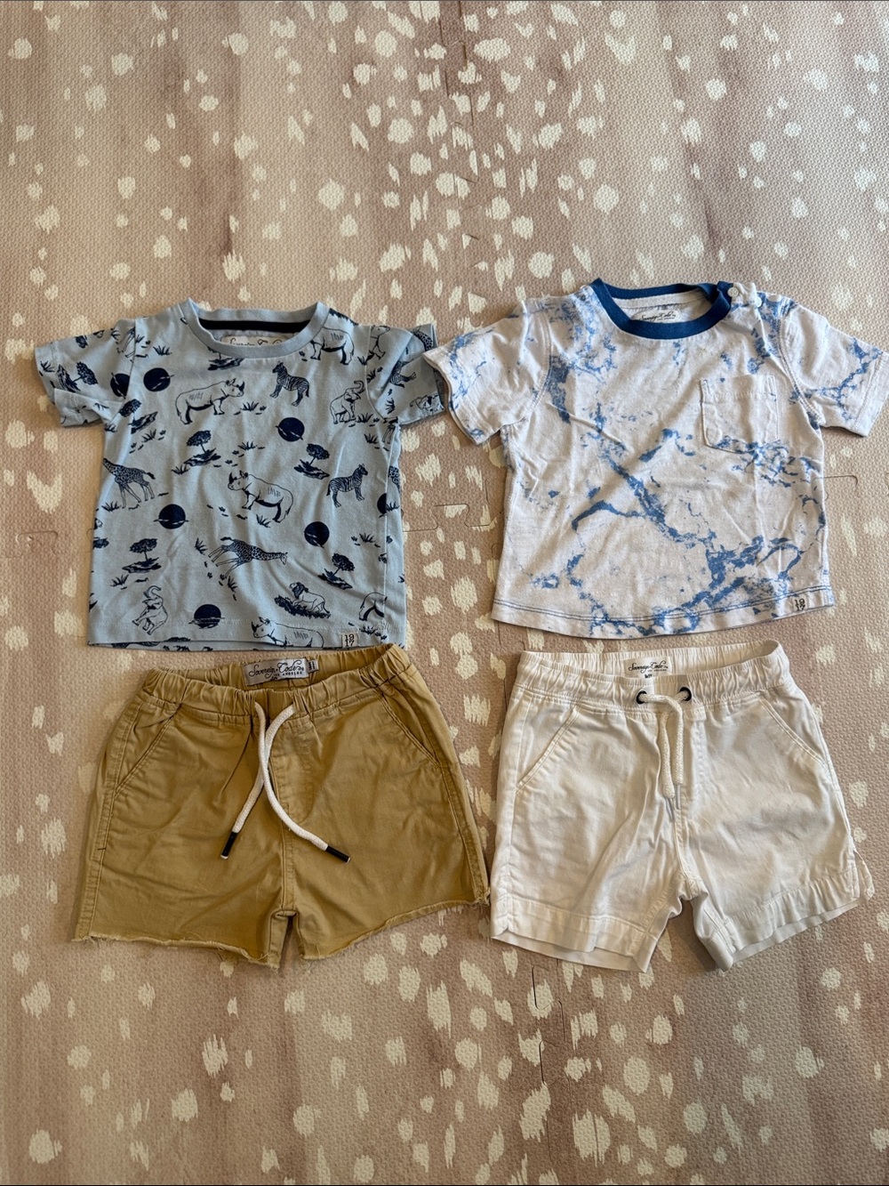 Sovereign Code Boys 18M Bundle 2 Matching Outfits 4 Pc Safari & Marble Sets